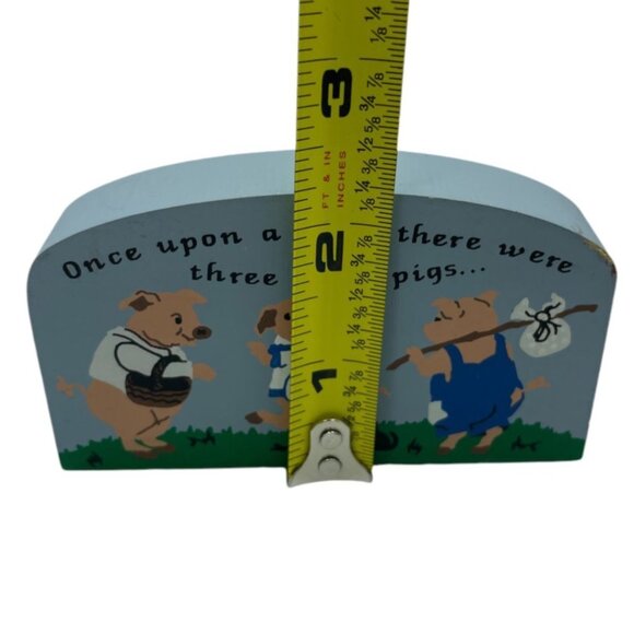 Three Little Pigs Wood Shelf Sitters The Cats Meow Village 1997 Vintage -Retired - Picture 16 of 16